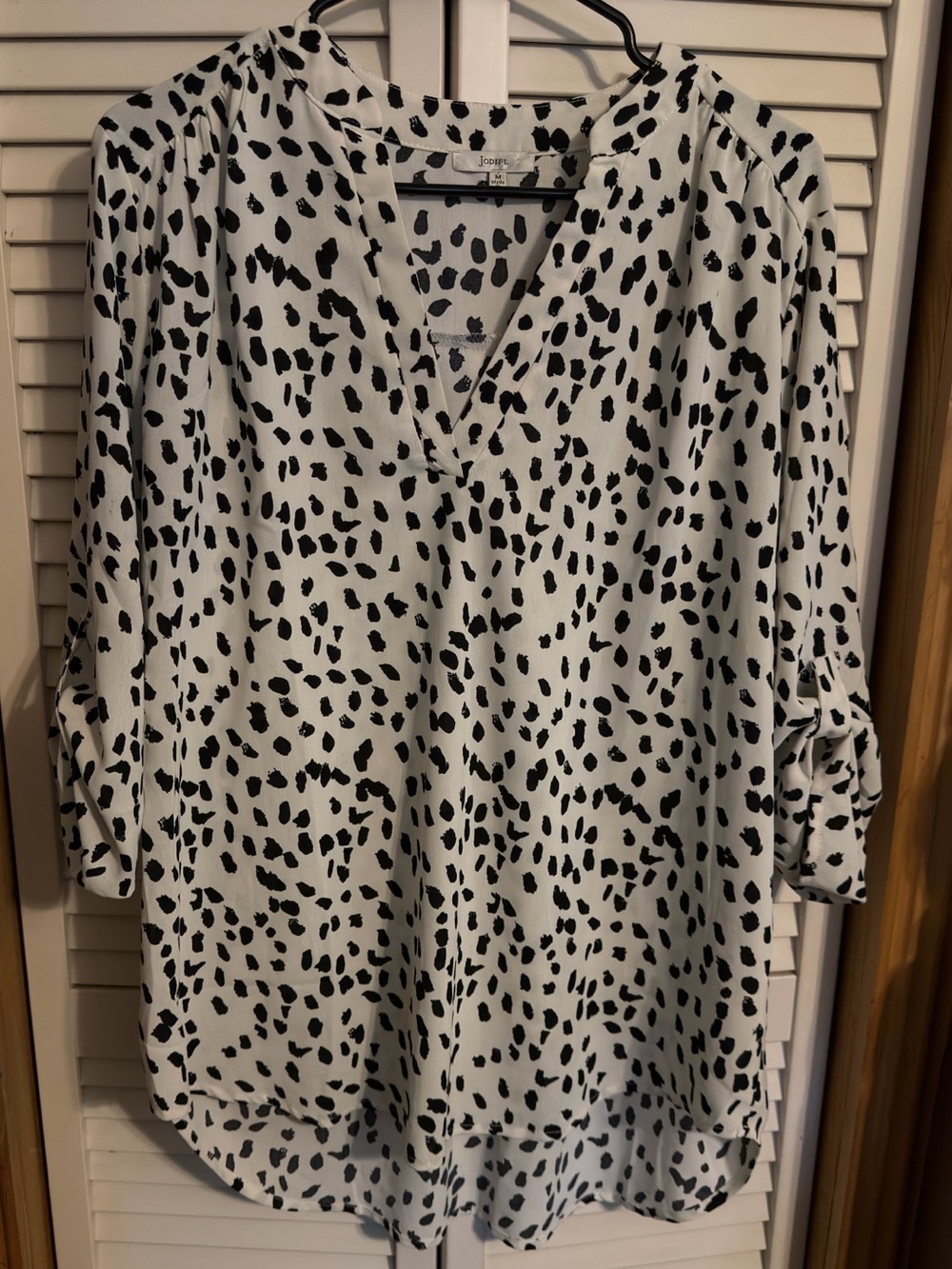 JODIFL Black & White Dalmatian V-Neck Tunic